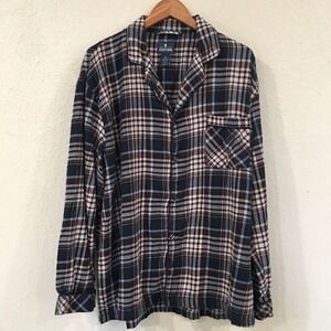 Stafford Men XXL Sleepwear Pajama Shirt‎ Plaid Multicolor Flannel Button Cotton